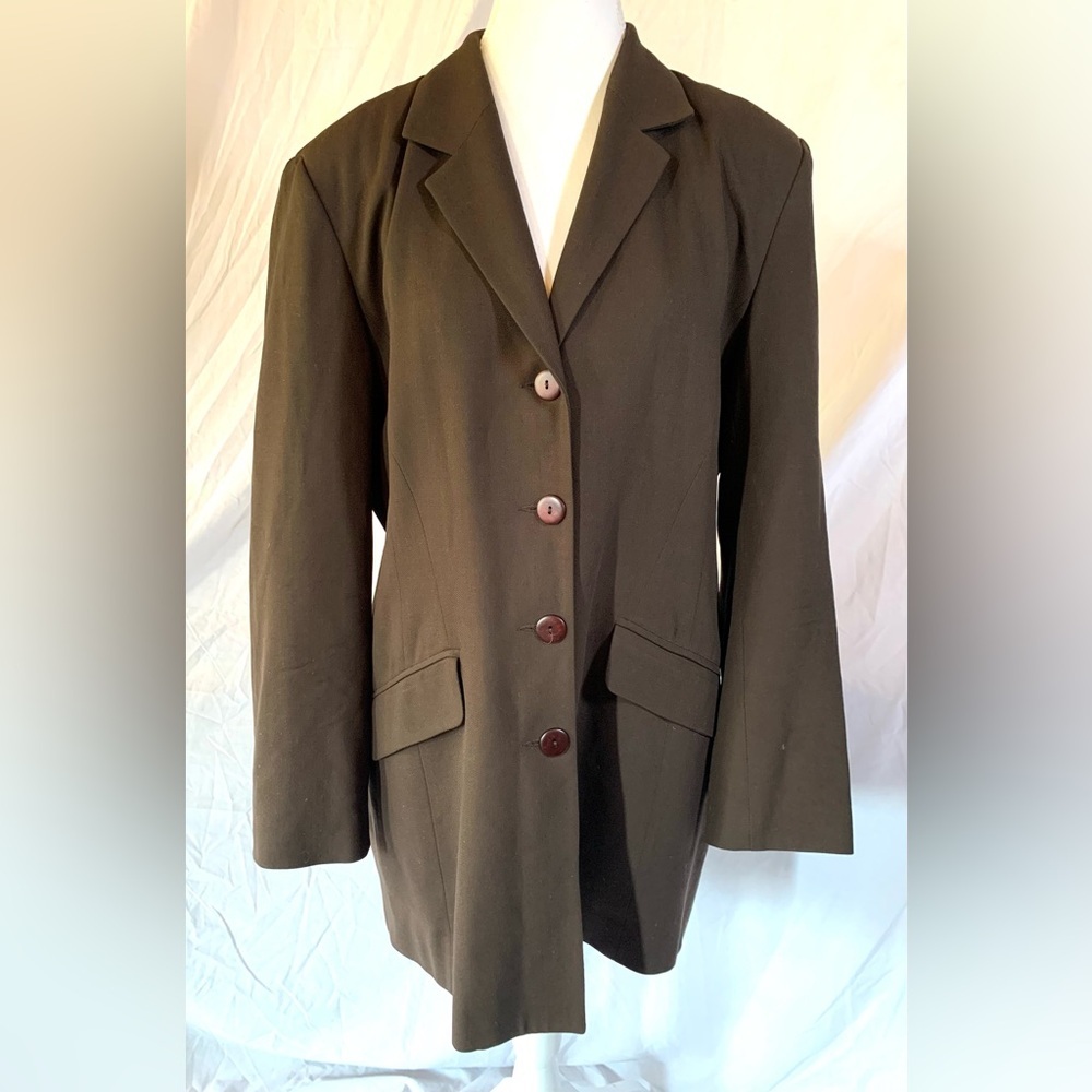 Vintage Wool Brown Oversized Flare Sleeve Blazer Jacket Womens Large